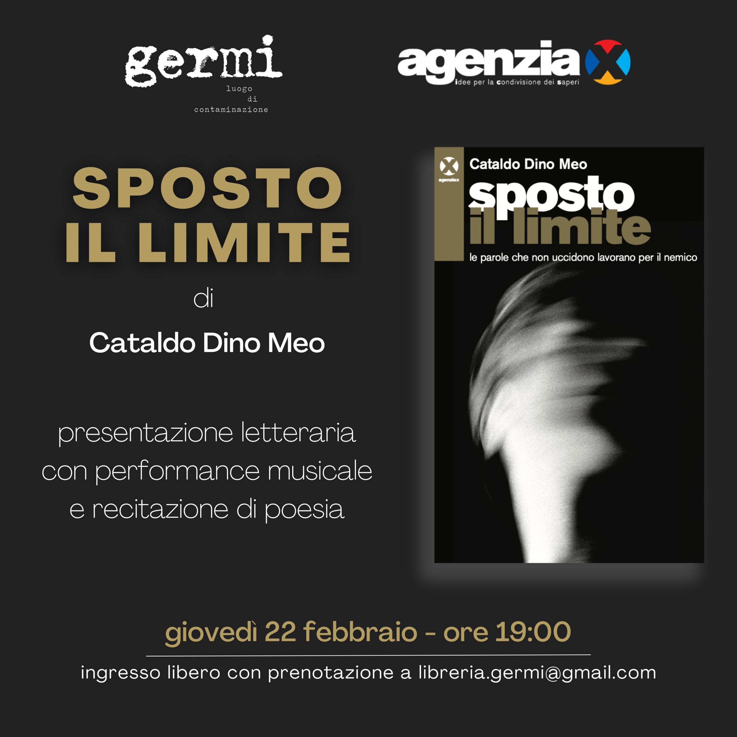 Immagine 22 febbraio: presentazione di “Sposto il limite” di Cataldo Dino Meo