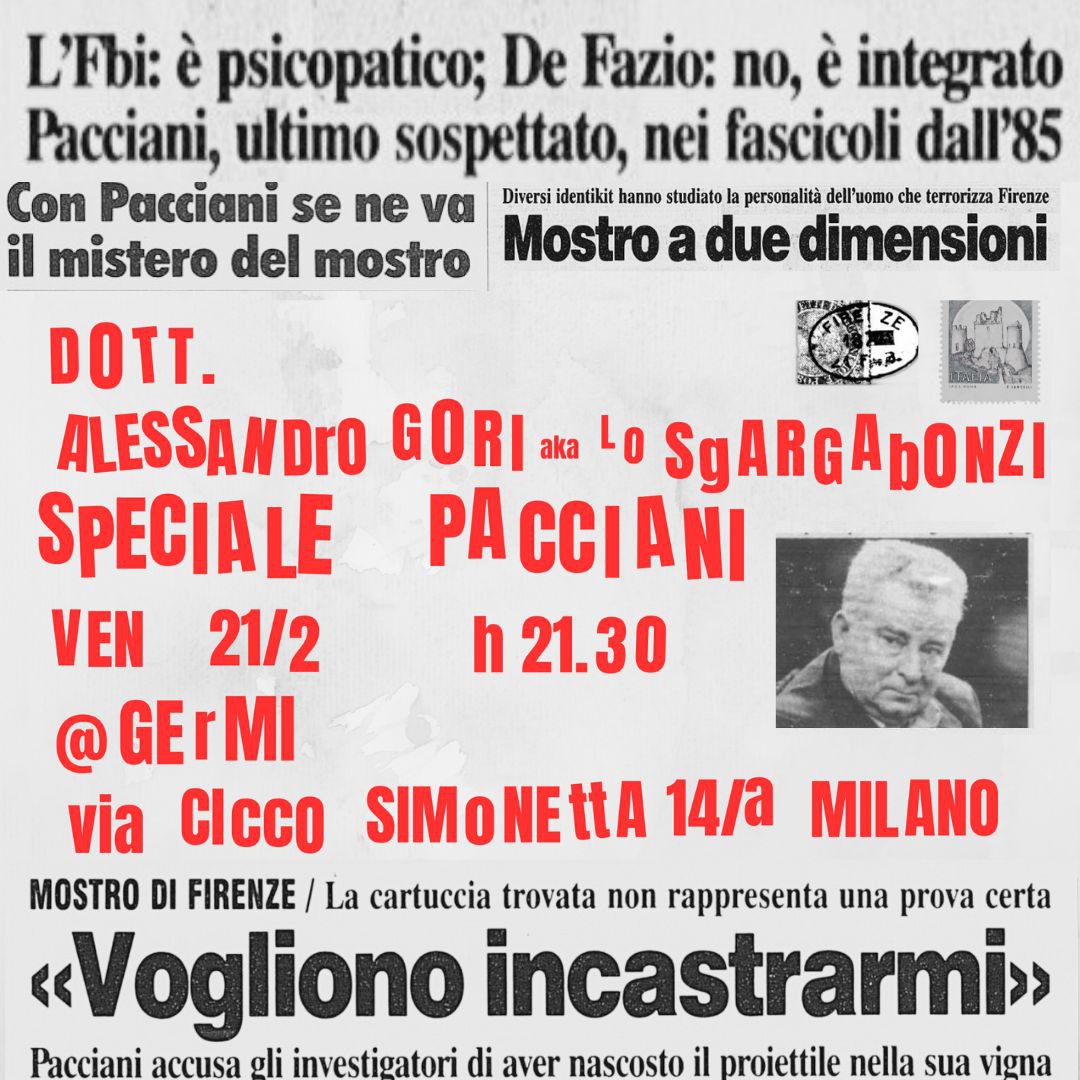 Immagine 21 febbraio: Lo Sgargabonzi in Speciale Pacciani